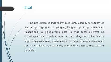 Ang Iba’t Ibang Gawaing Pansibiko sa Pamayanan at Bansa.